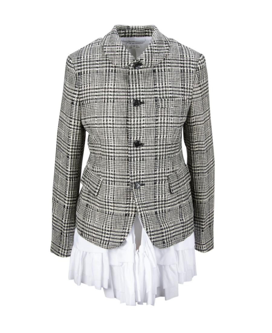 Comme Des Garçons Comme Des Gar�ons Comme Des Gar�ons Ruffled Checked Blazer In Gray