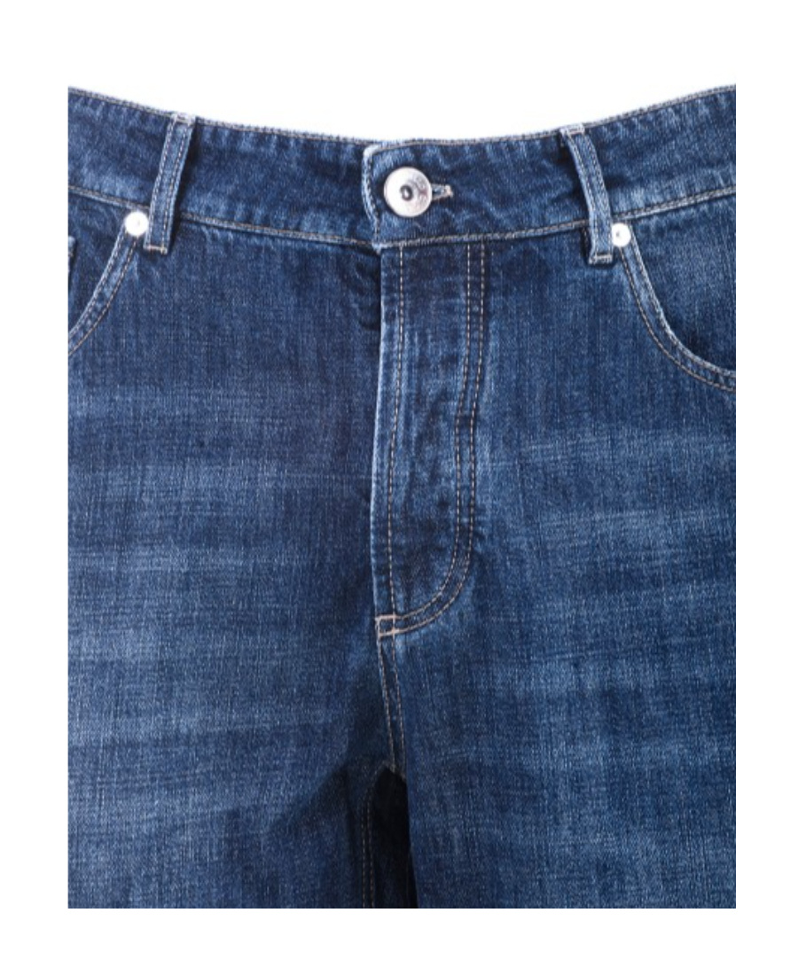 Brunello Cucinelli Relaxed-fit Denim Trousers With Rolled Cuffs In Blue