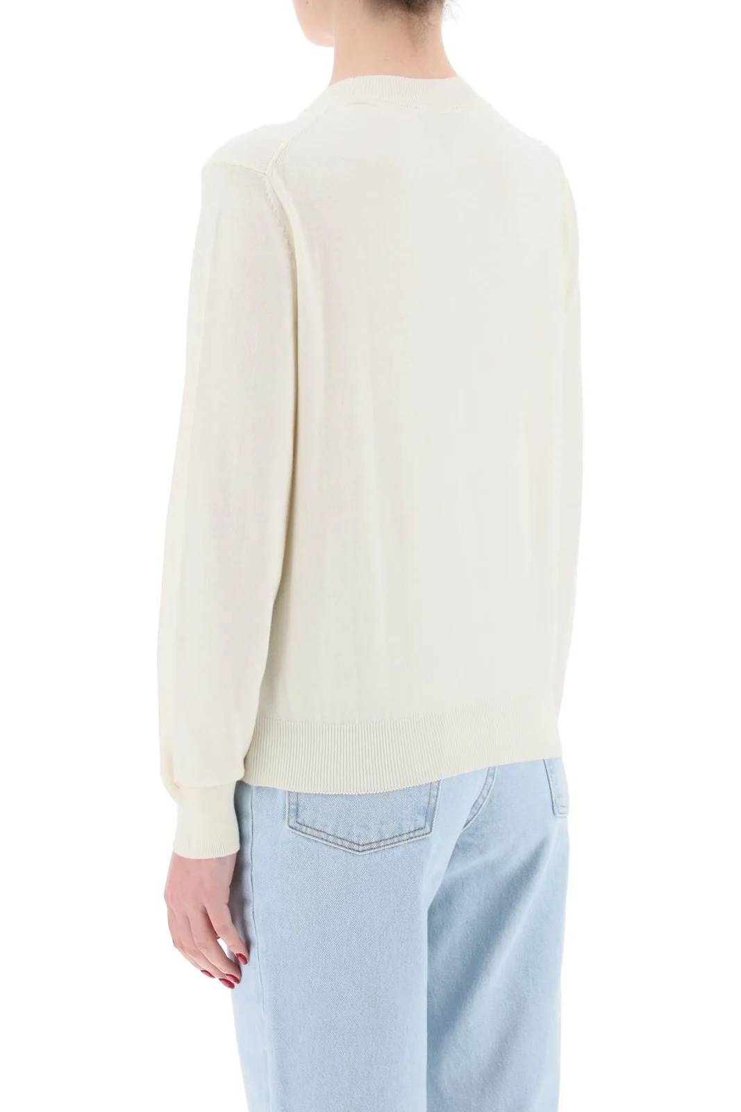 Apc Logo-embroidered Cotton Jumper In White