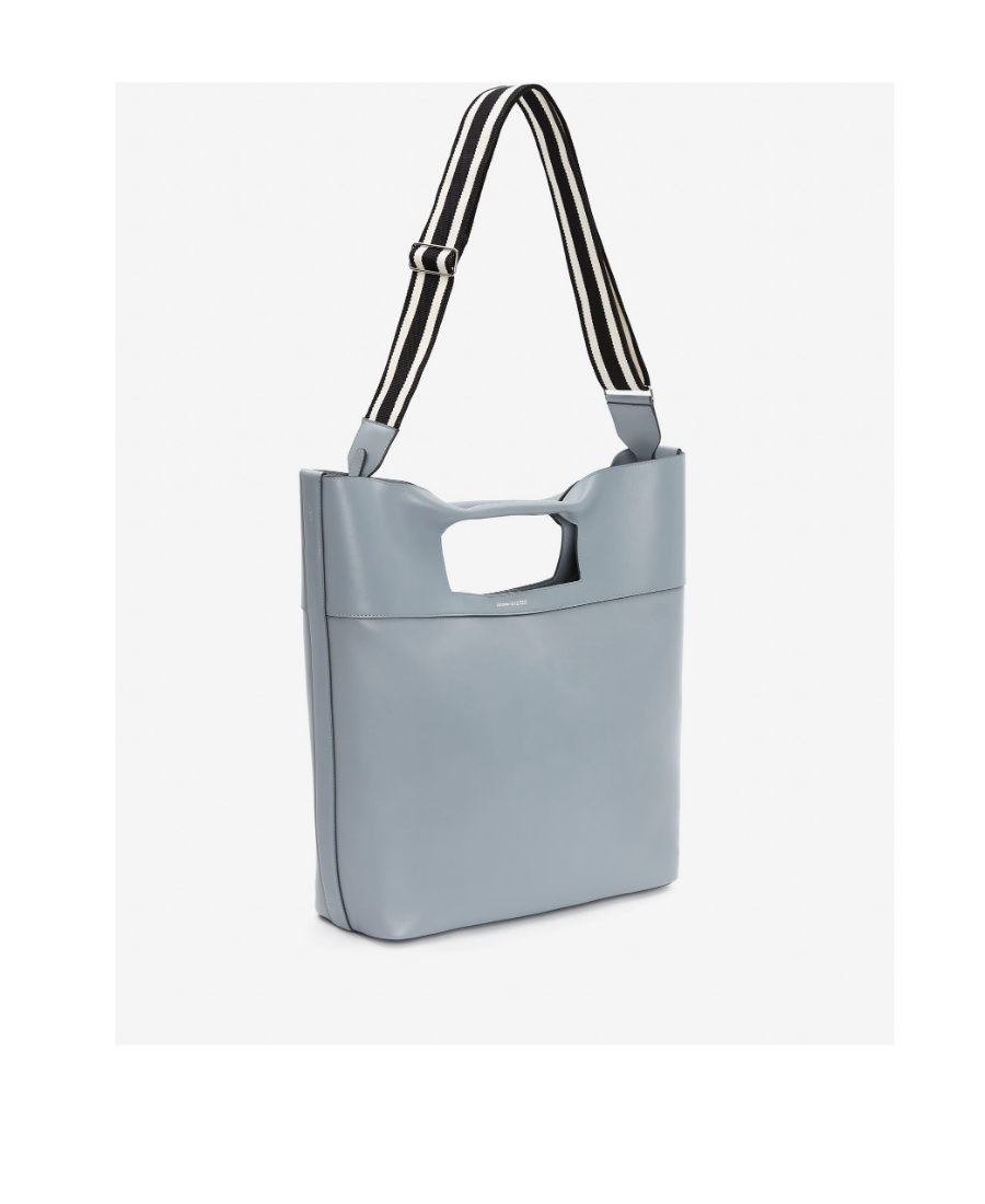 Alexander Mcqueen The Square Leather Tote In Gray