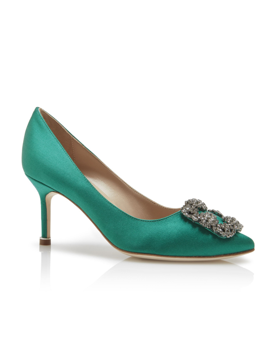 MANOLO BLAHNIK SILK-FACED HIGH HEELS