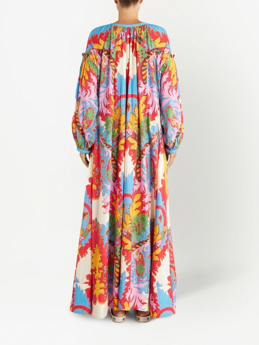 Etro Ruffled Printed Cotton And Silk-blend Jacquard Maxi Dress In Multicolor
