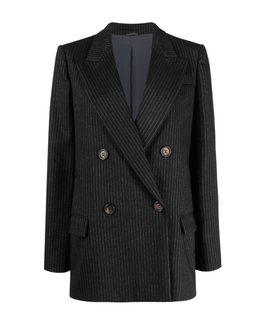 Brunello Cucinelli Double-breasted Wool Blazer In Black