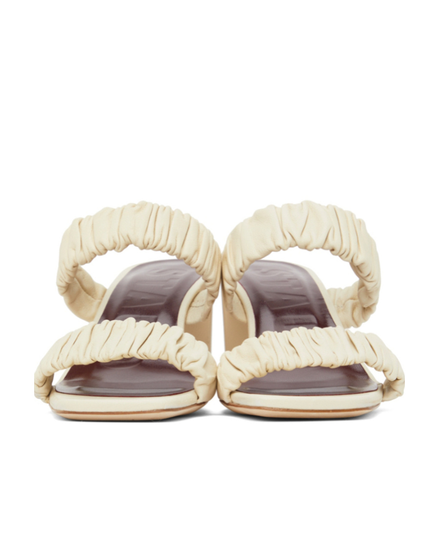 Staud Ruched Double-strap High-heel Sandals In Nude