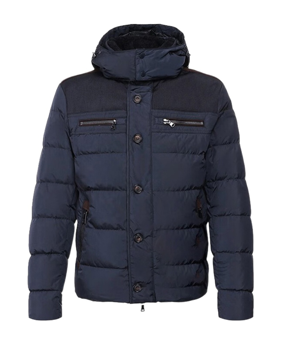Paul & Shark Long-sleeved Hooded Quilted Down Jacket In Blue