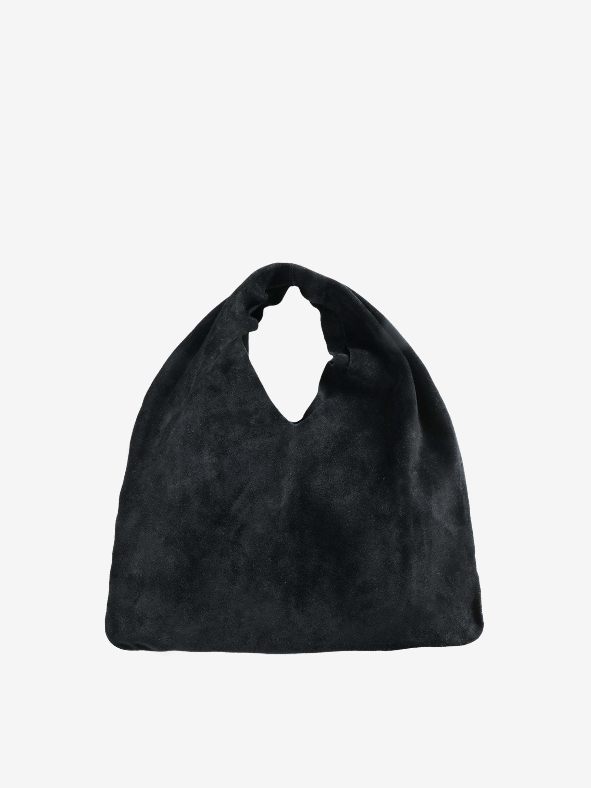 The Row Small Bindle Suede Slouchy Shoulder Bag In Black