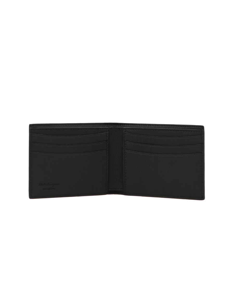 Ferragamo Gancini Leather Bi-fold Wallet In Black