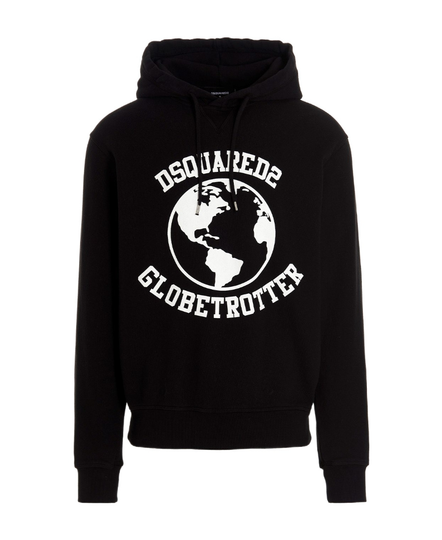 Dsquared2 Globetrotter Logo-print Hoodie In Black