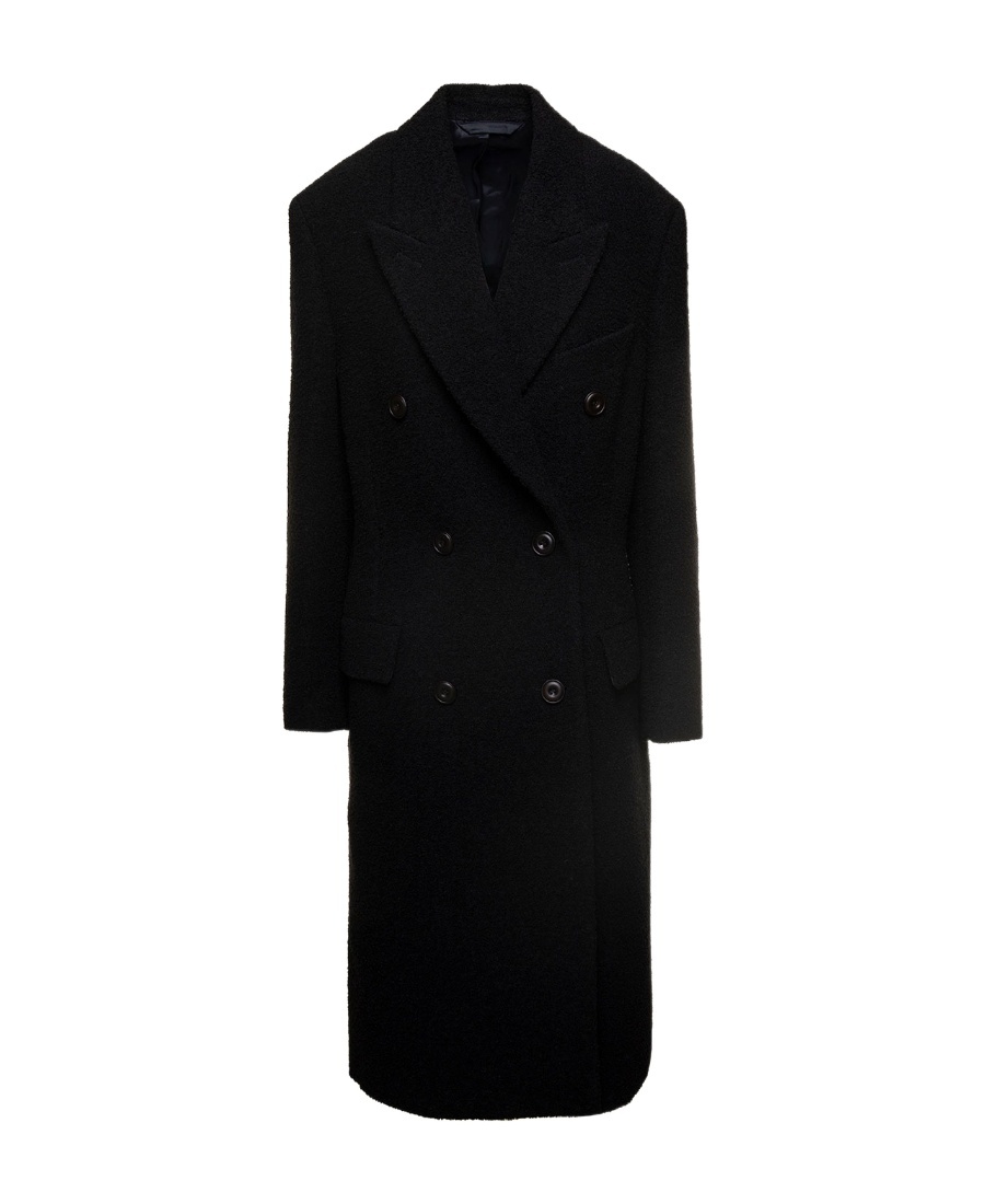 Acne Studios Bouclé-texture Wool-blend Coat In Black