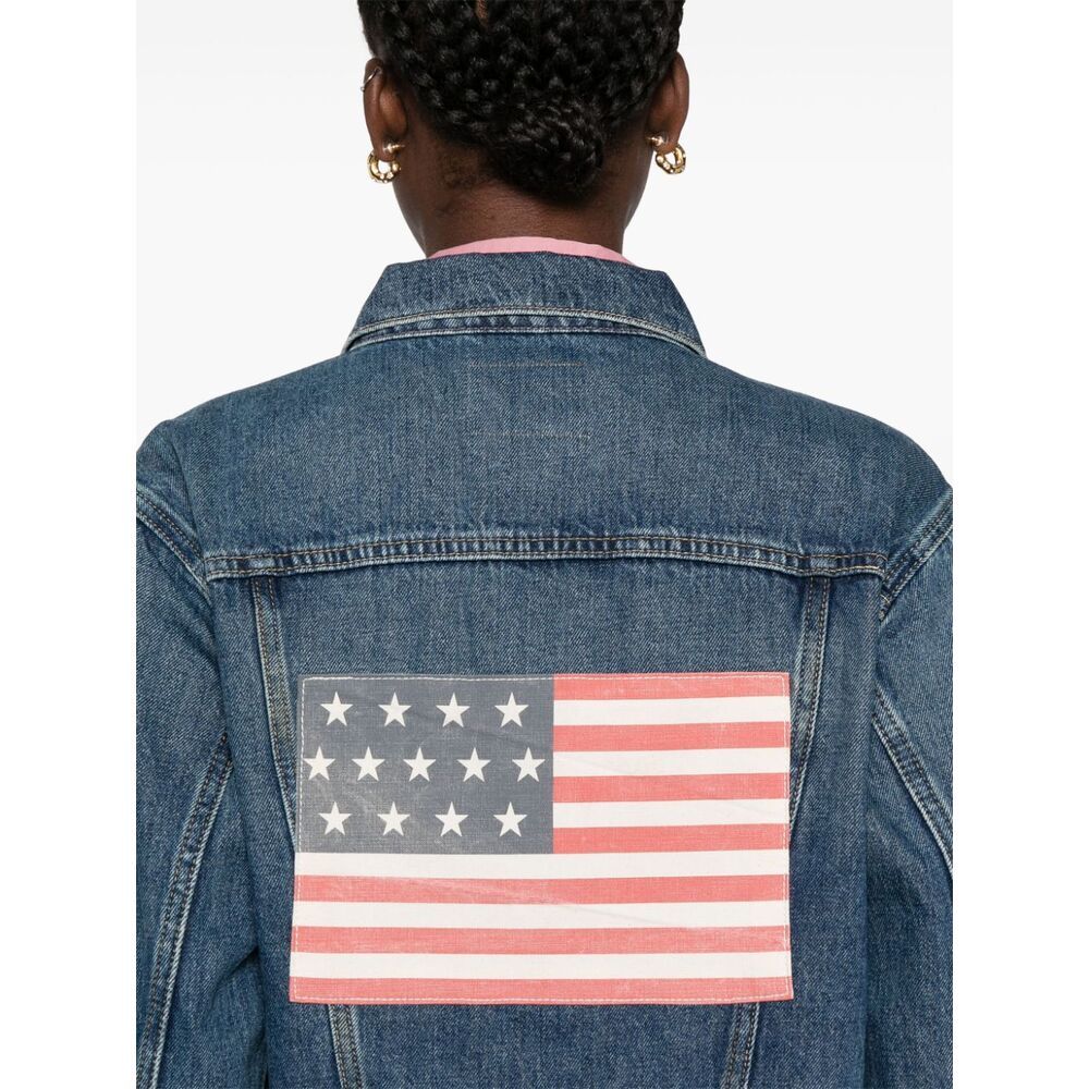 Shop Polo Ralph Lauren Flag-patch Denim Jacket In Blue