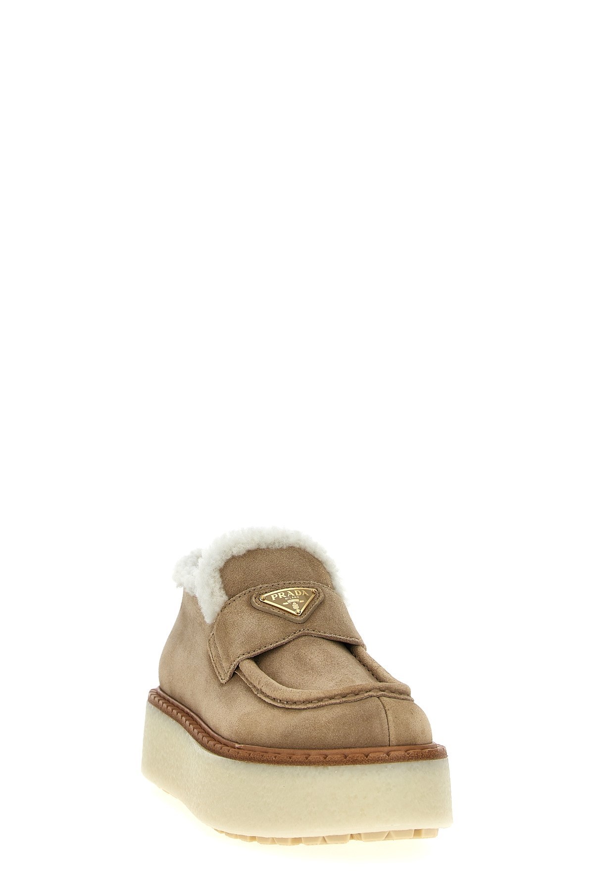 Prada Brown Suede Loafer Boots In Brown
