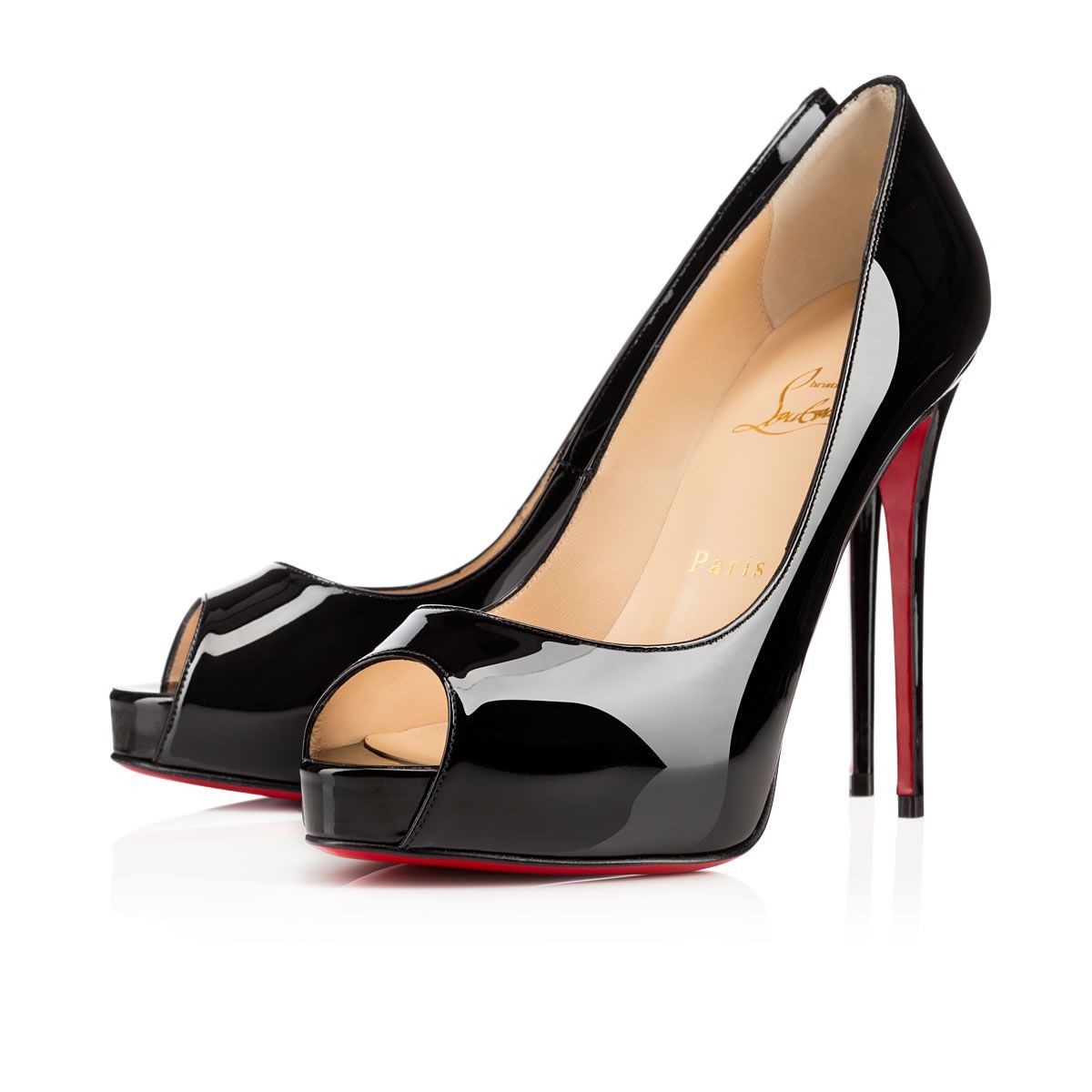 Christian Louboutin New Very Prive Patent Red Sole Pumps In Black