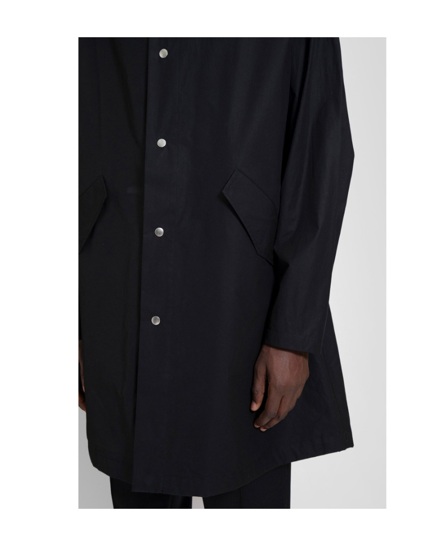 Jil Sander Hooded Cotton Parka In Black