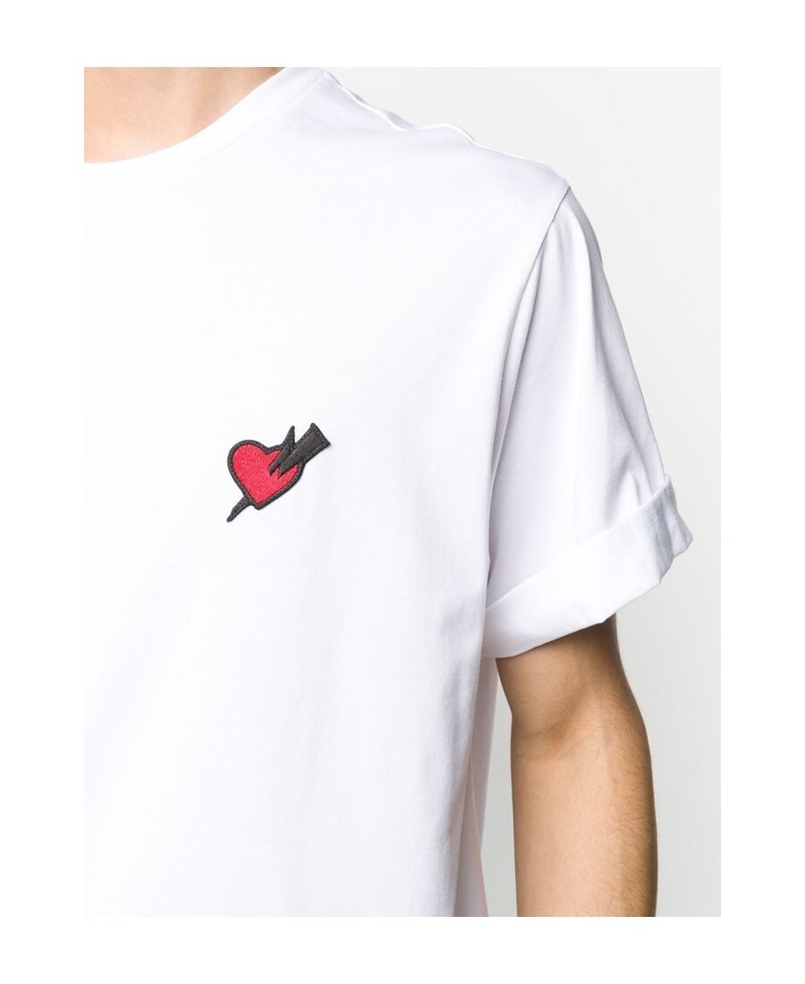 Neil Barrett Lightning Heart Pattern T-shirt In White
