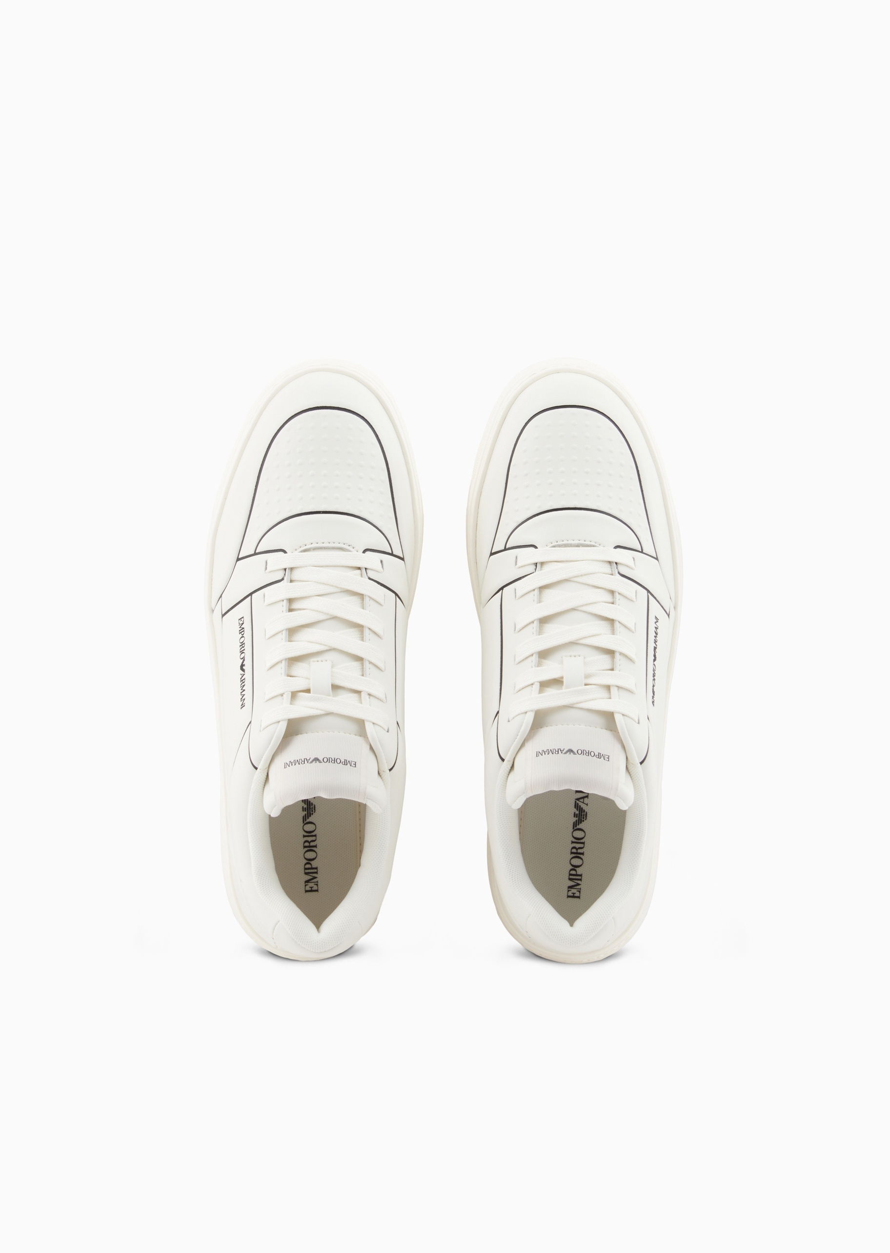 Emporio Armani Logo-detail Leather Sneakers In Multi