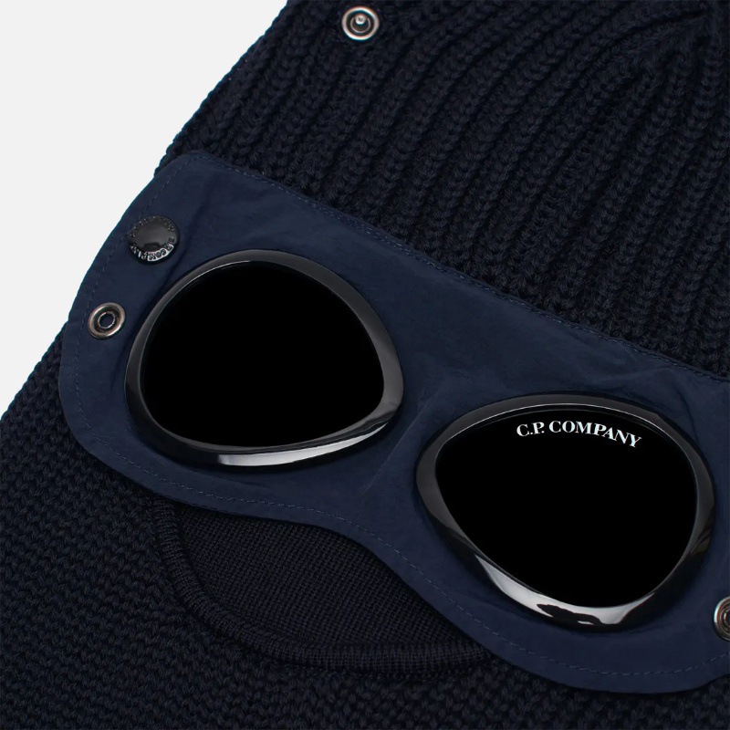 C.p. Company Wool Balaclava Featuring Integrated Goggles In Blue