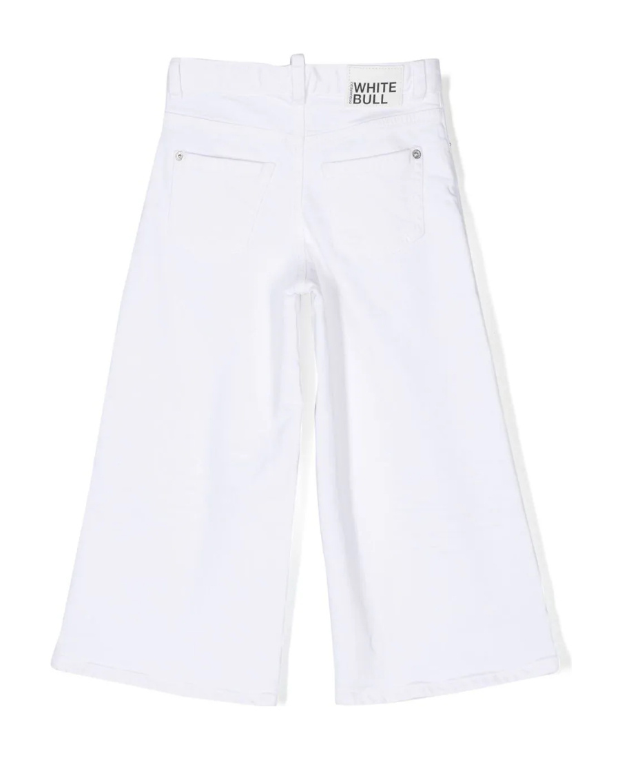 Dsquared2 Wide-leg Cotton Trousers In White