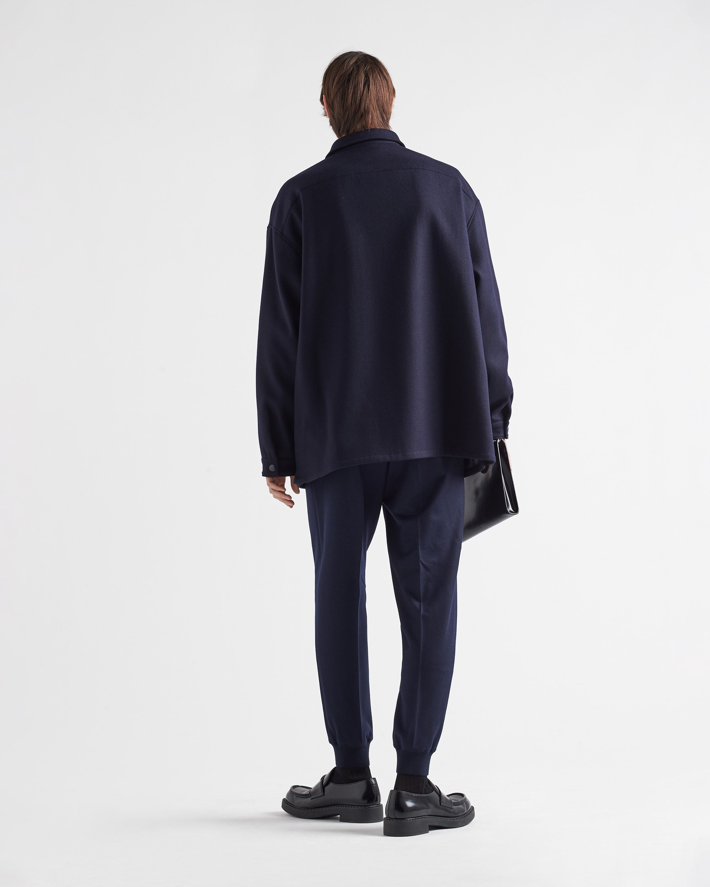 Prada Wool Track Pants In Navy Blue