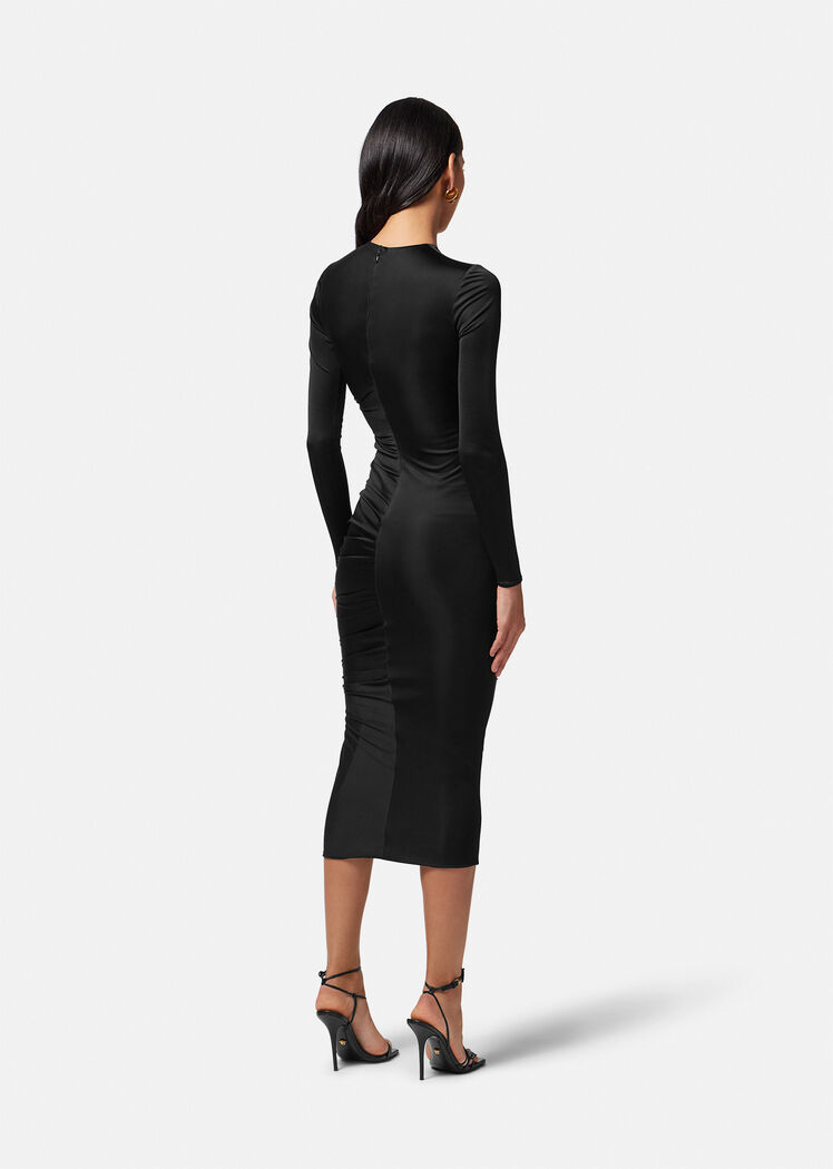 Versace X Dua Lipa Cut-out Midi Dress In Black