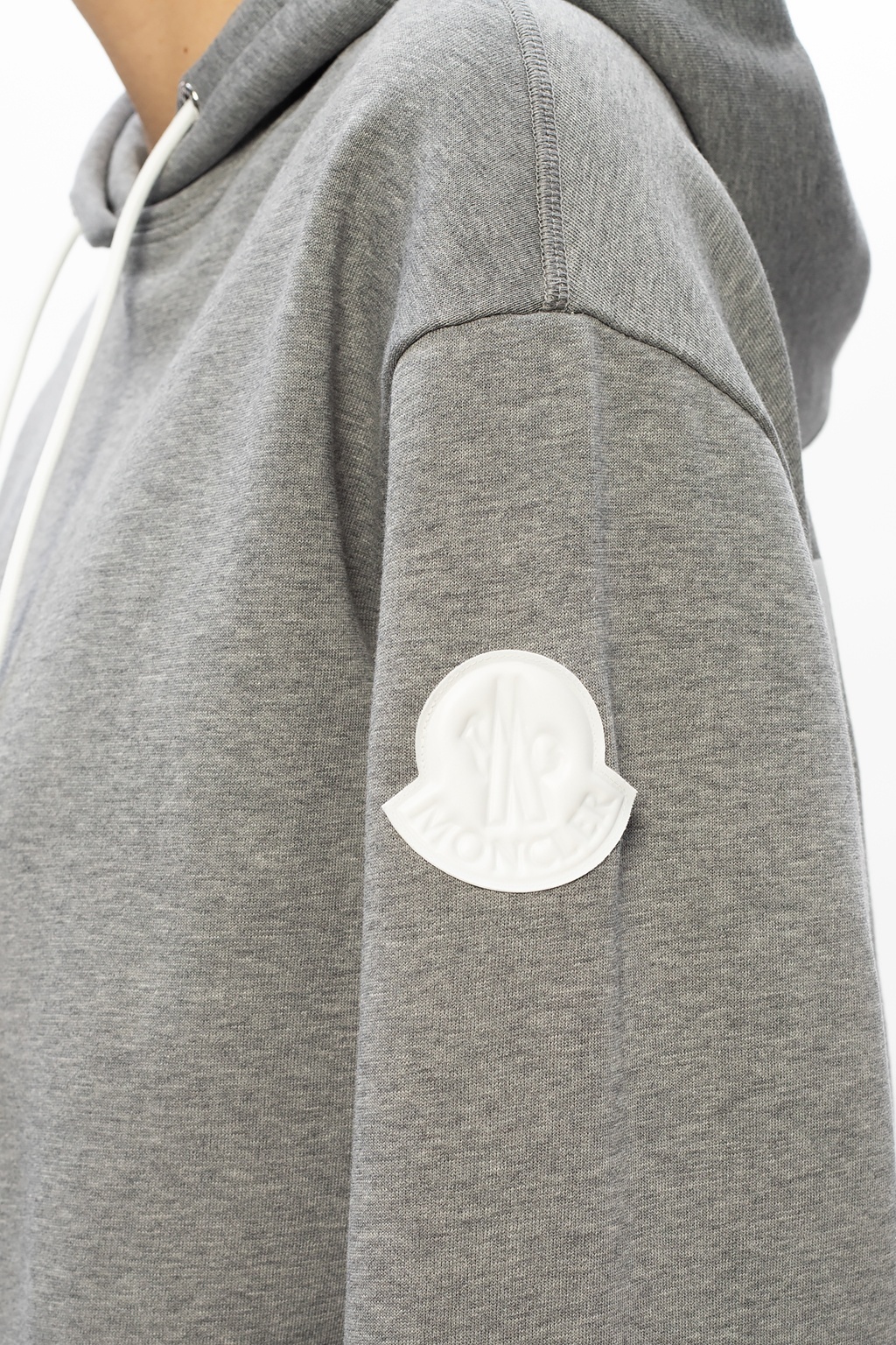 Moncler Logo-print Cotton Hoddie In Gray