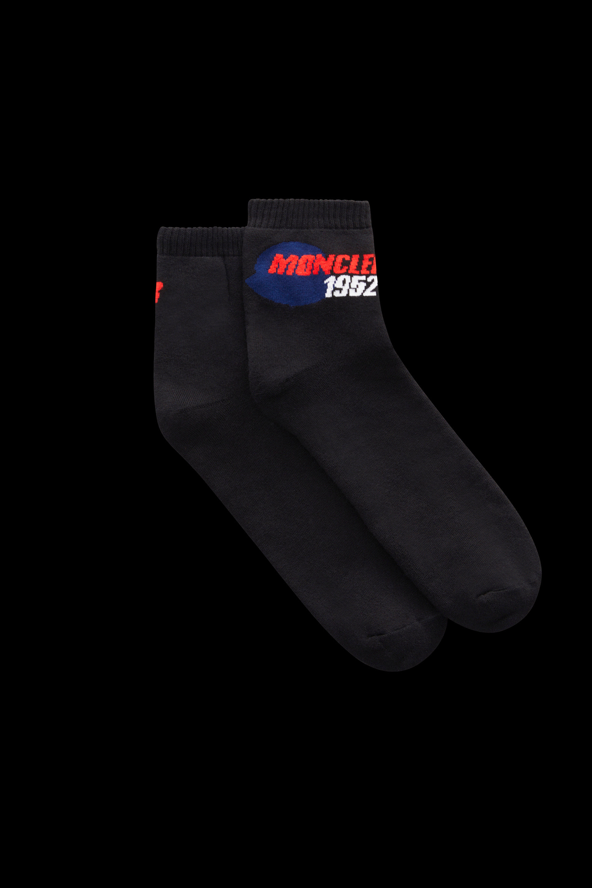 Moncler Patterned Cotton Socks In Black