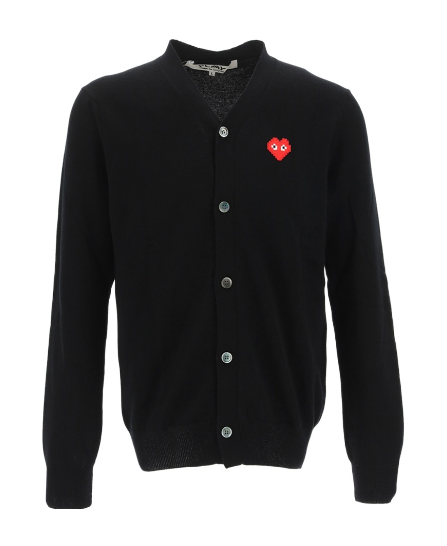 Comme Des Garçons Play Comme Des Garcons Play Men Red Heart Cardigan In Black