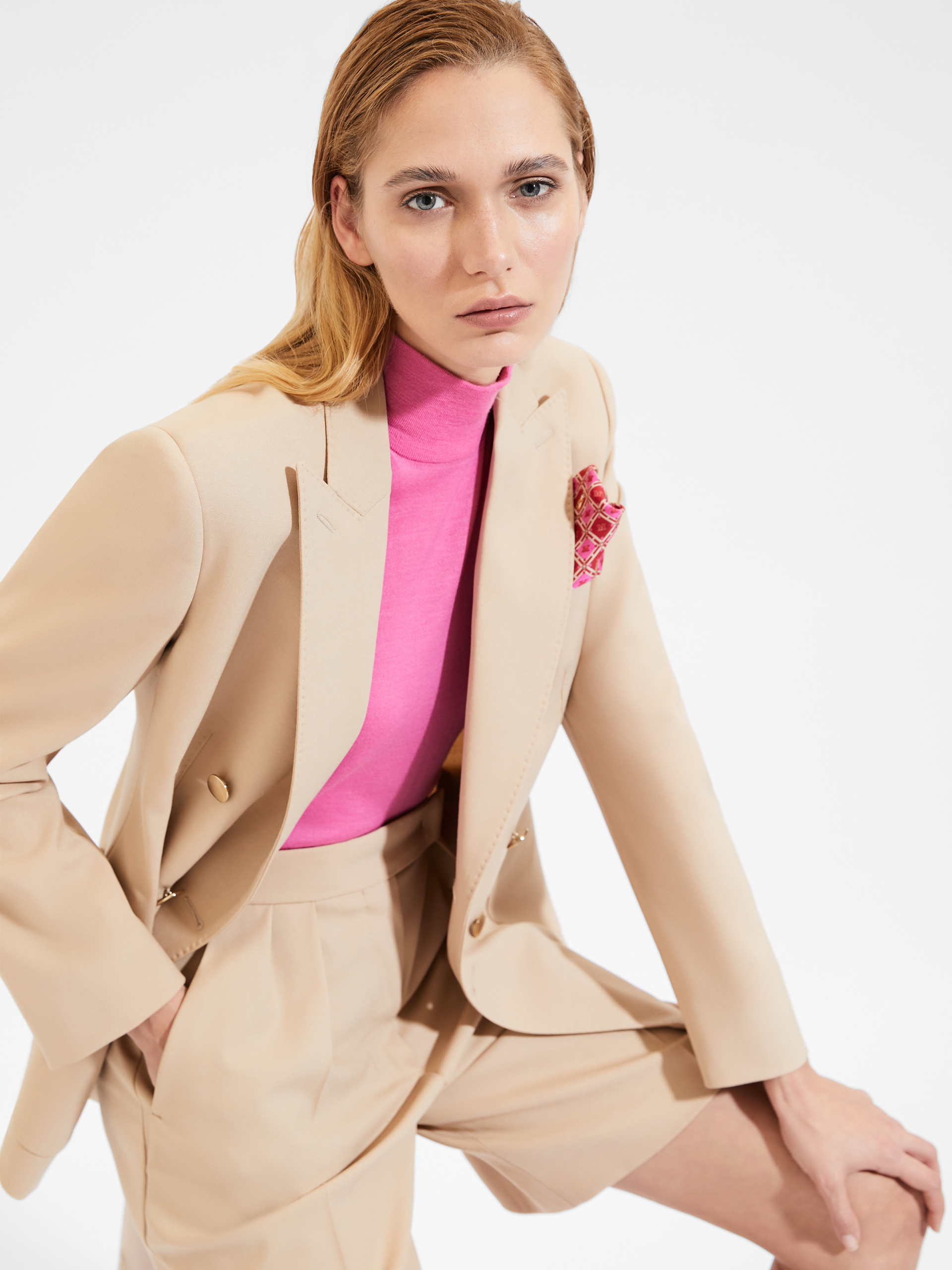 Max Mara Double-breasted Suit Jacket In Nude