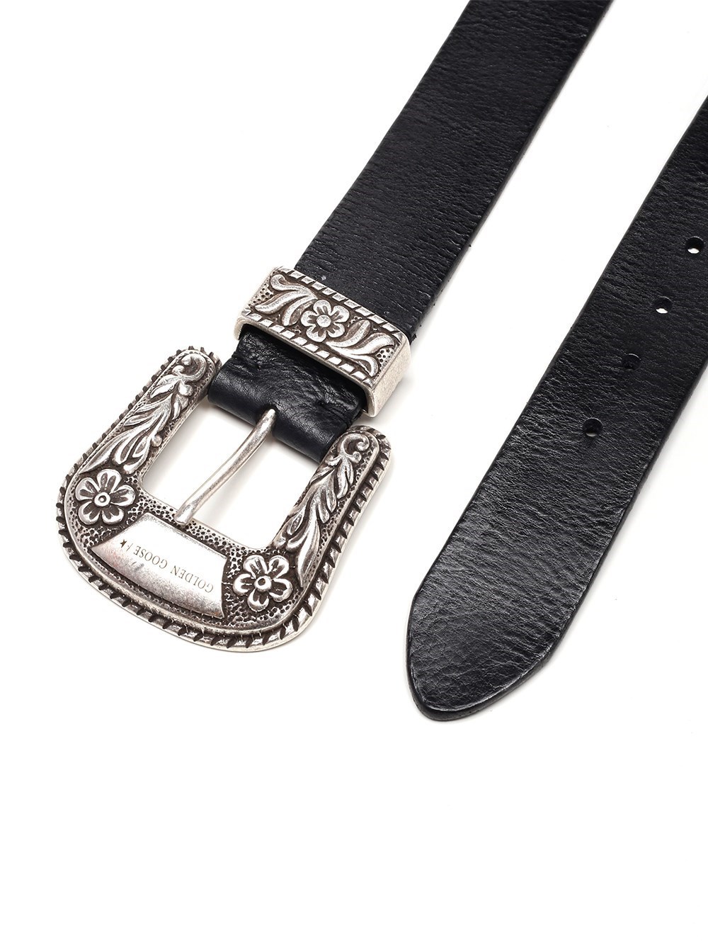 Golden Goose Deluxe Brand Black Vintage Effect Washed Leather Belt In Black