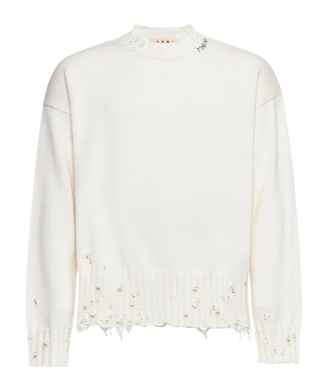 Shop Marni Twisted Crew Neck Sweater In White