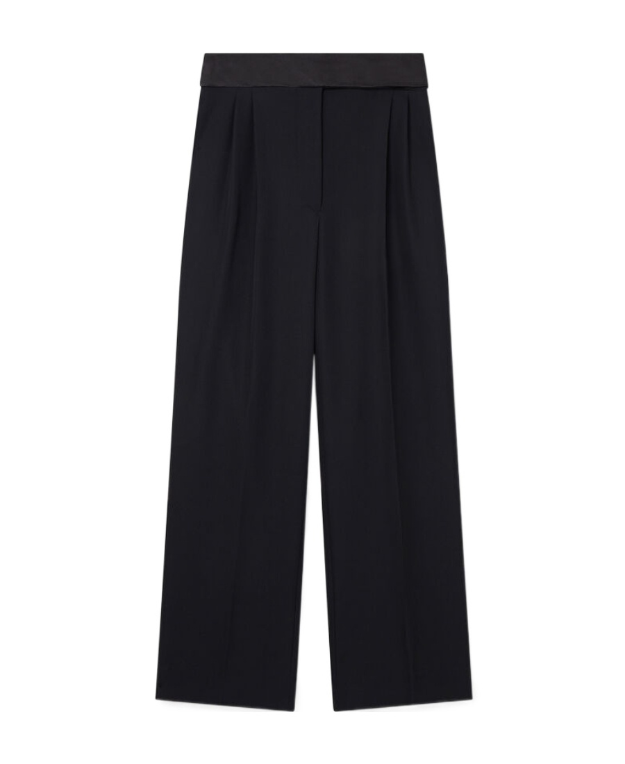 Stella Mccartney Wide-leg Tuxedo Wool Trousers In Black