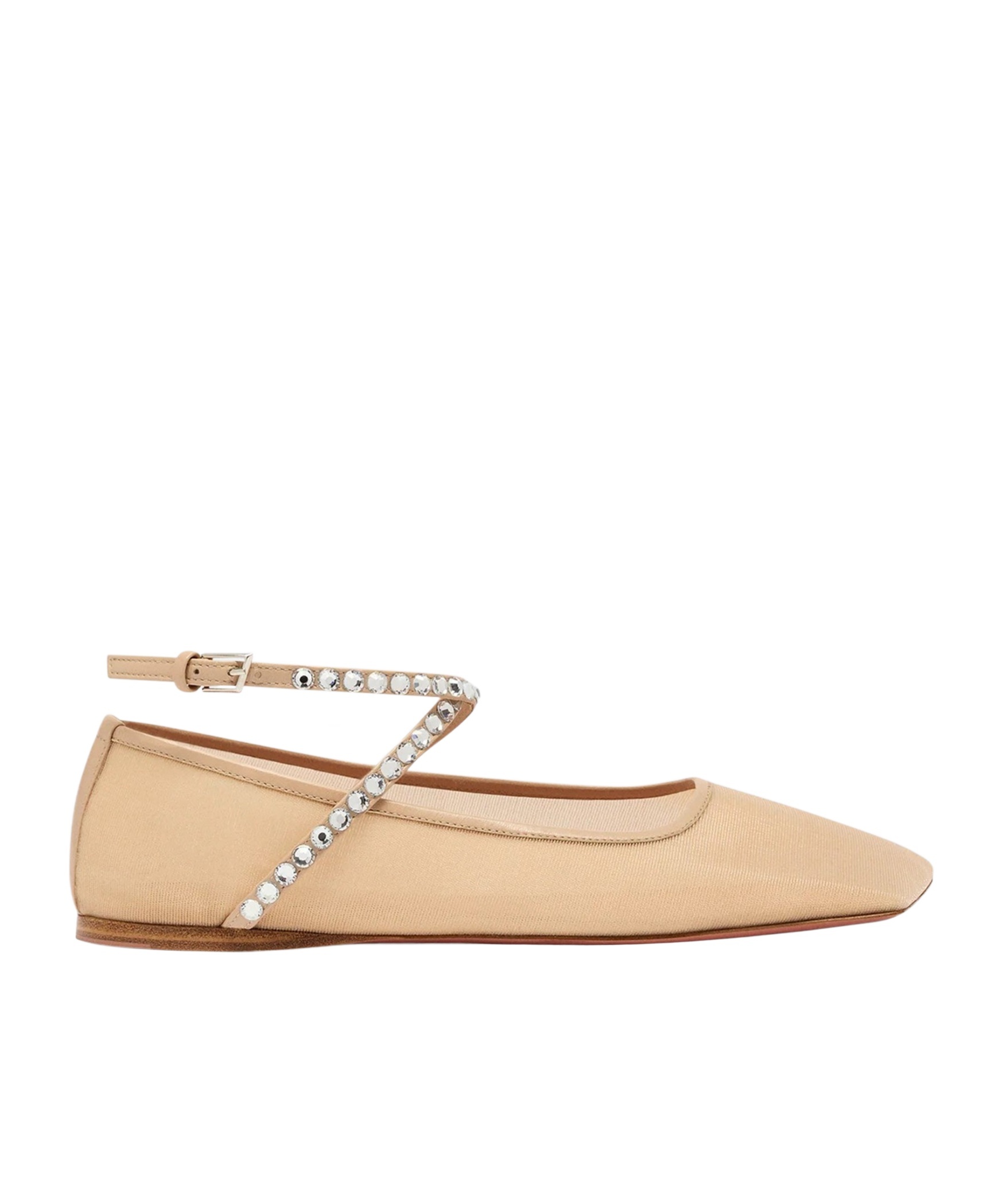 Amina Muaddi Mesh Crystal Ane Ballet Fl In Nude