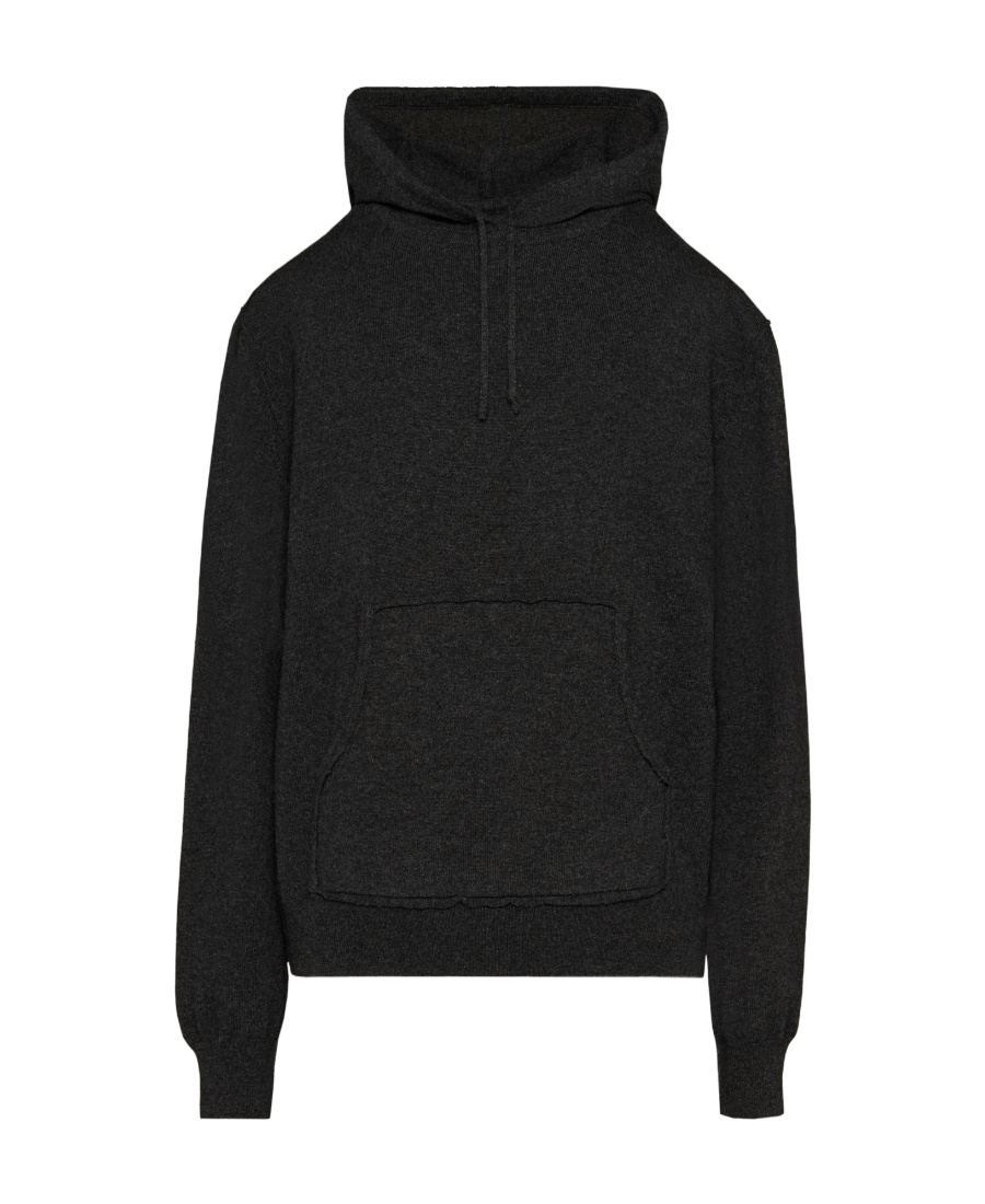 Maison Margiela Four-stitch Logo Wool Blend Hoodie In Black