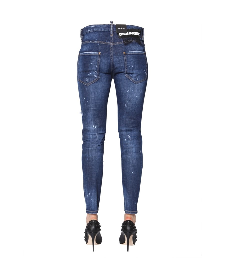 Shop Dsquared2 Logo Details Jeans In Blue