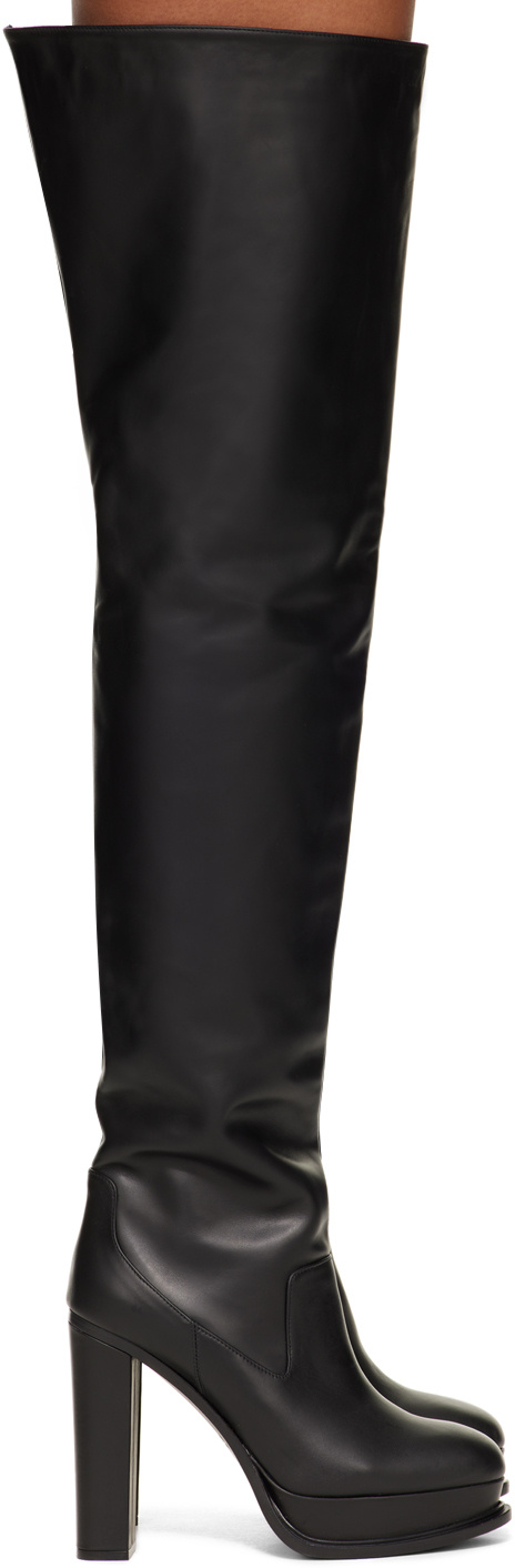 Alexander Mcqueen Platform Thigh-high Boots In Black