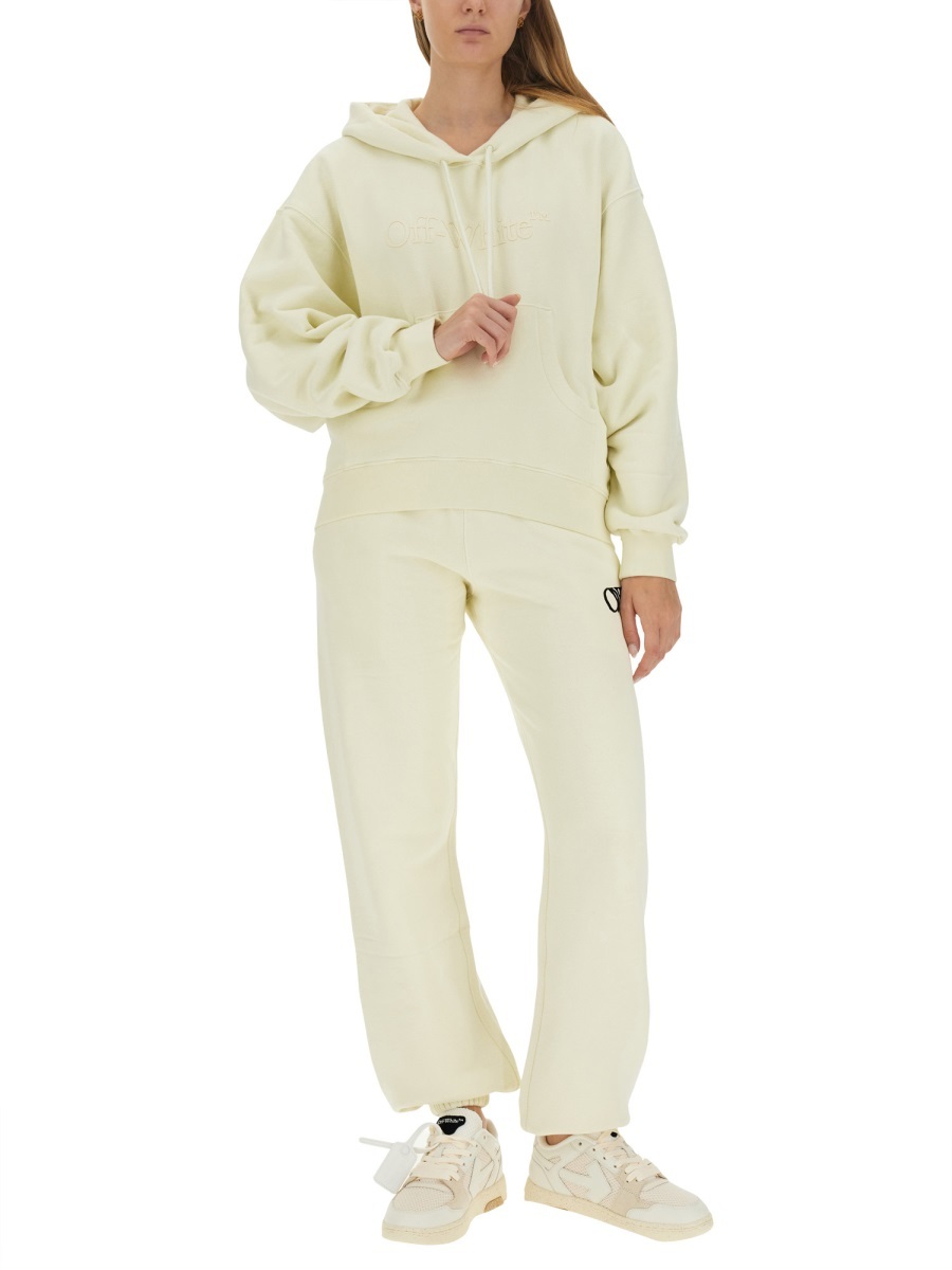Off-white Crystal-embellished Cotton Hoodie In White