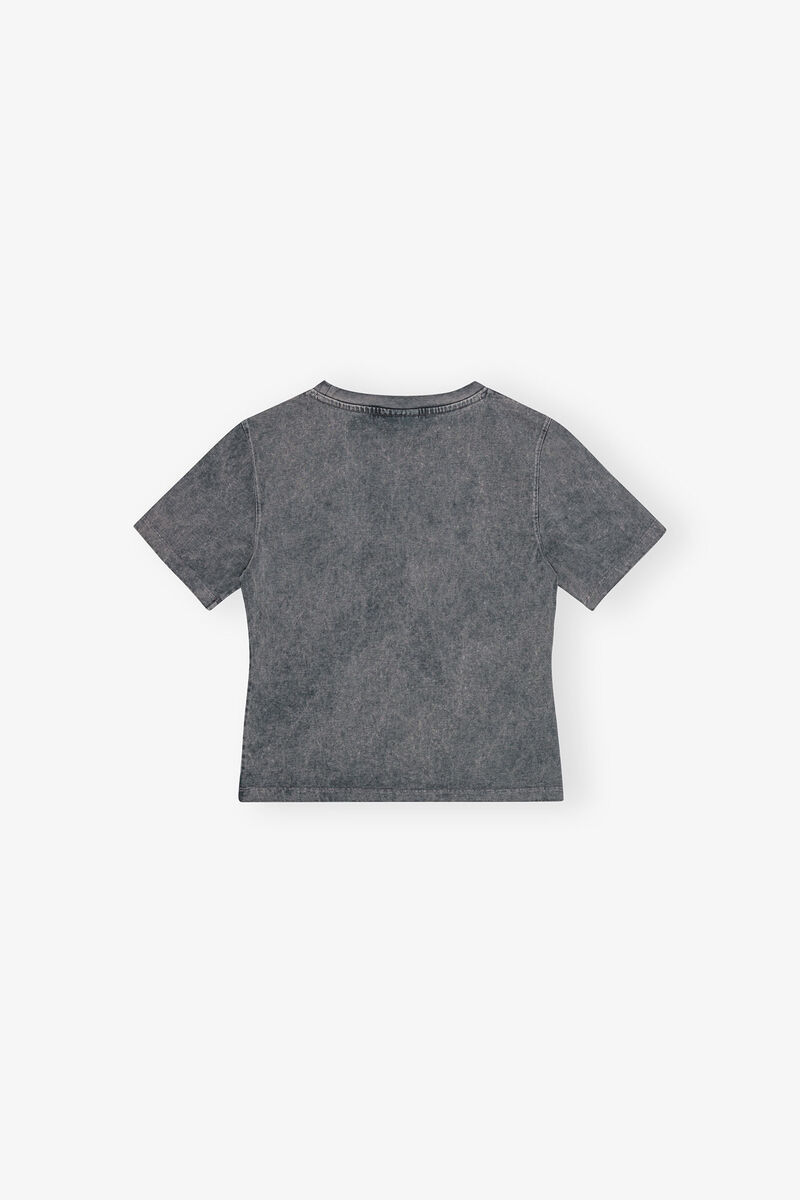 Ganni Cotton T-shirt Featuring Heart Embroidery In Gray
