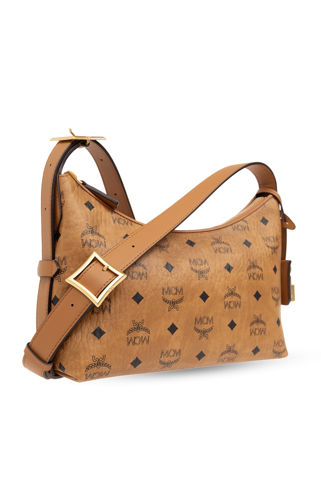 Mcm Aren Visetos Monogram Hobo Bag In Brown