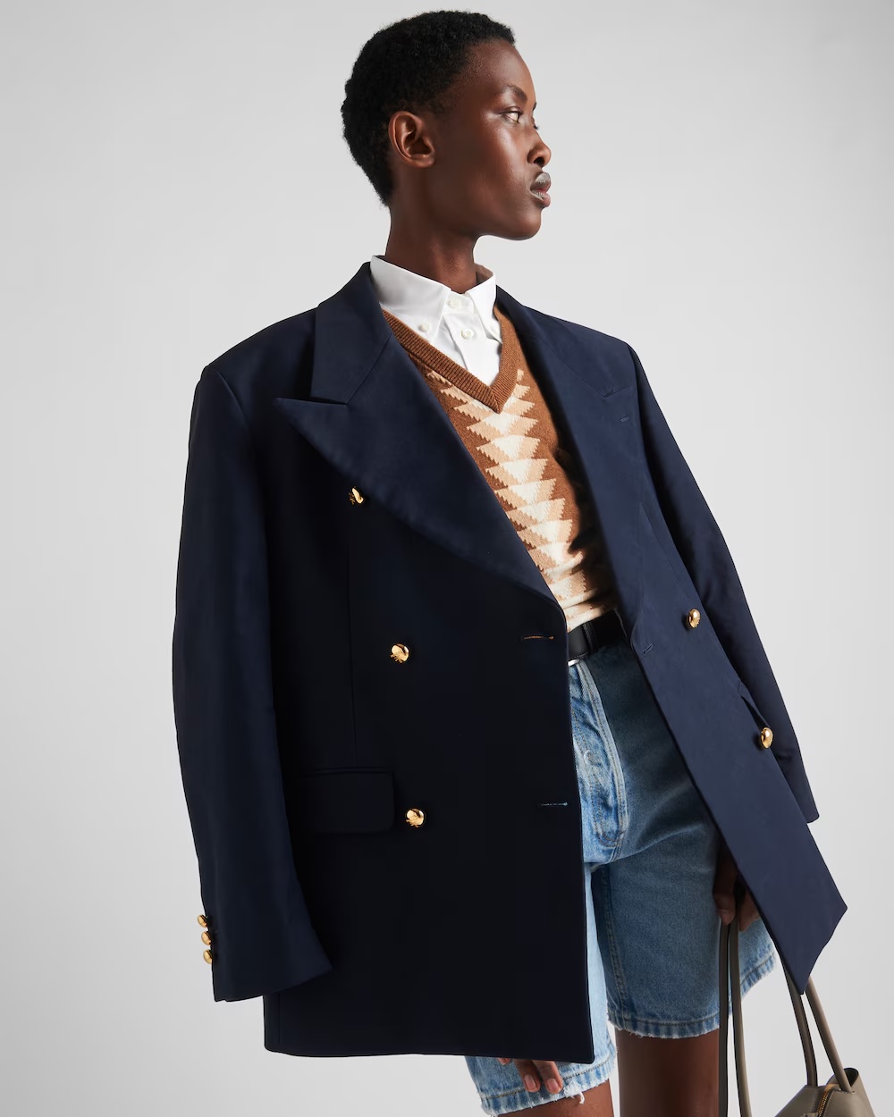 Prada Double-breasted Suit Jacket In Blue