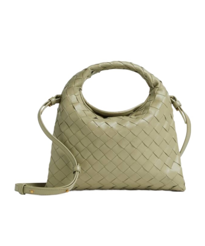 Bottega Veneta Small Hop Leather Shoulder Bag In Travertine