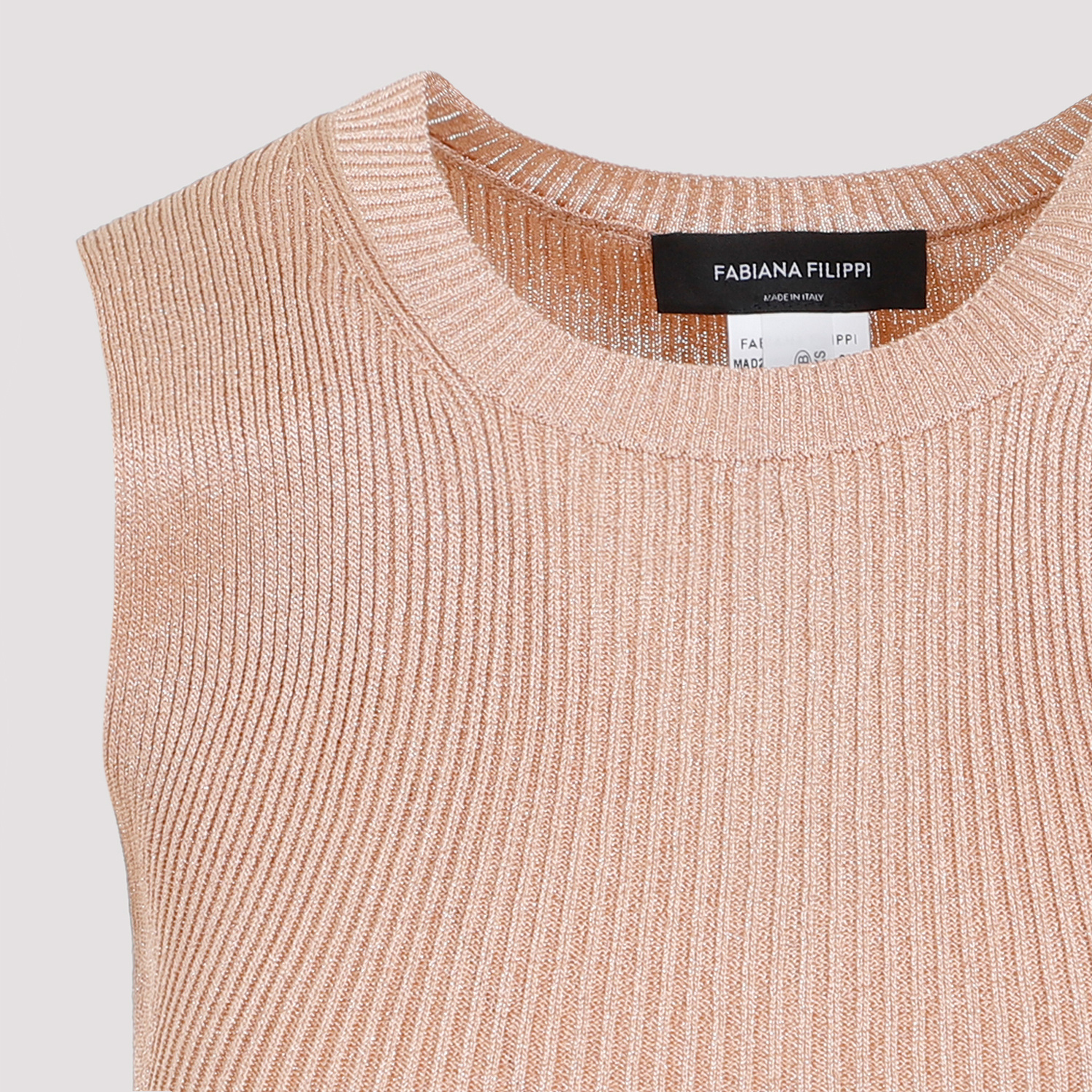 Fabiana Filippi Lurex Ribbed Tank Top In Nude