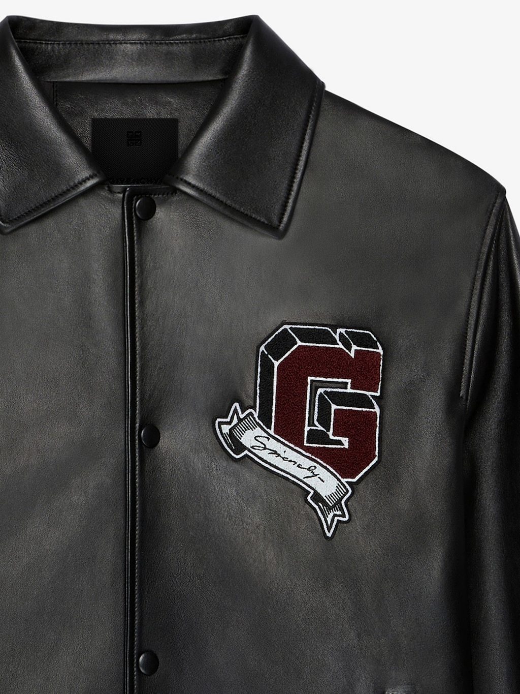 Givenchy Long-sleeved Leather Jacket In Black