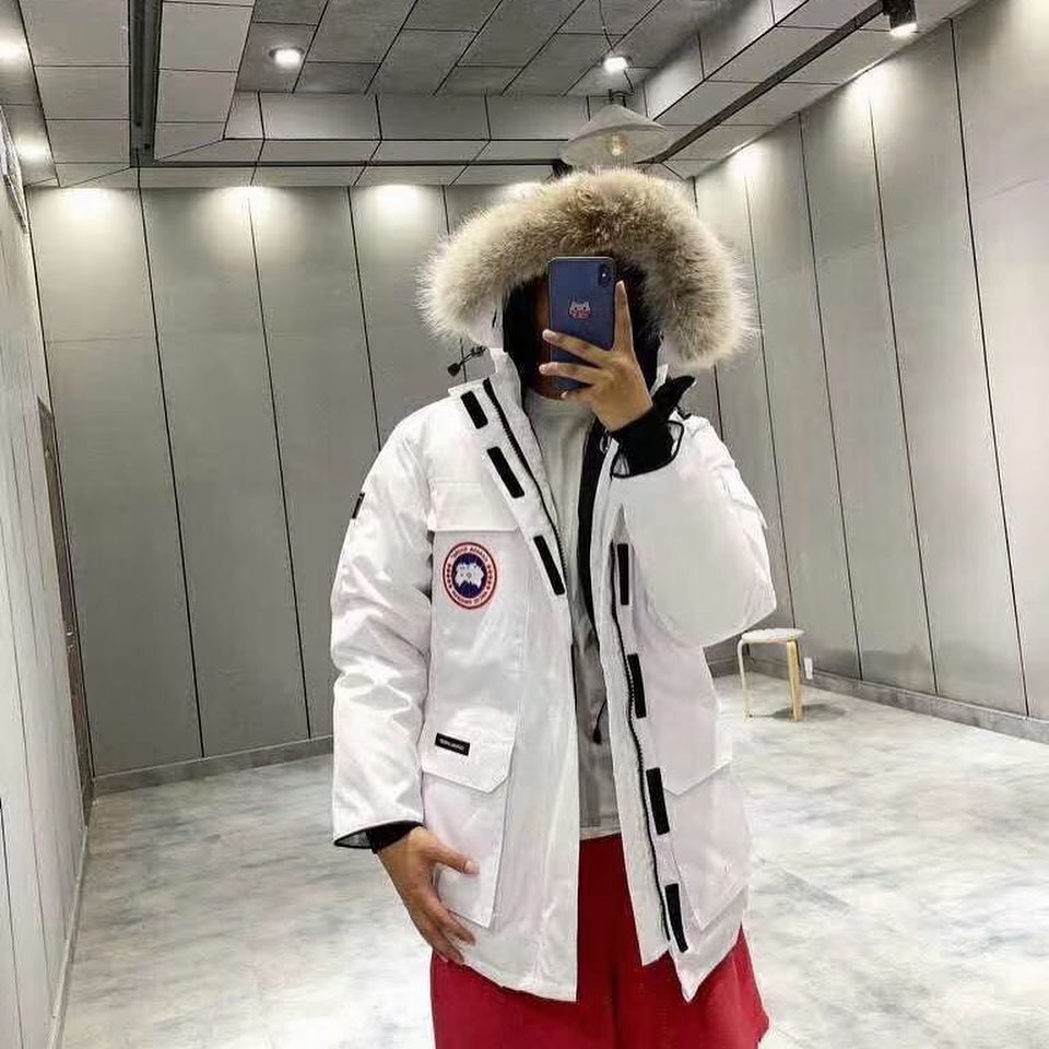 Shop Canada Goose Zippered Down Jacket In White