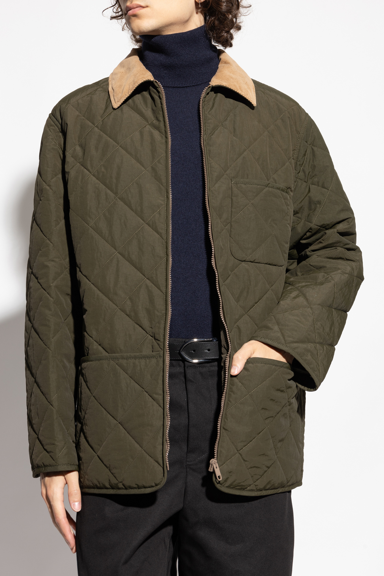 Bally Diamond-quilted Jacket In Green