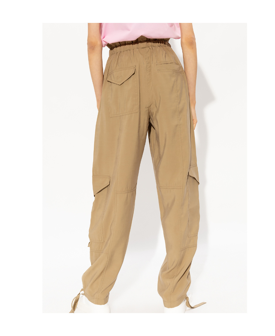 Ganni Drawstring Cargo Trousers In Nude