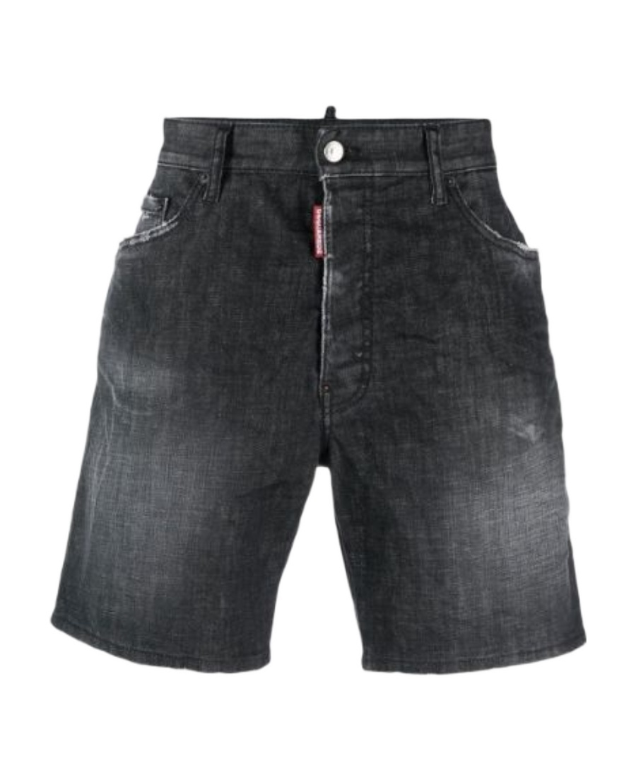 Dsquared2 Distressed Denim Shorts In Black