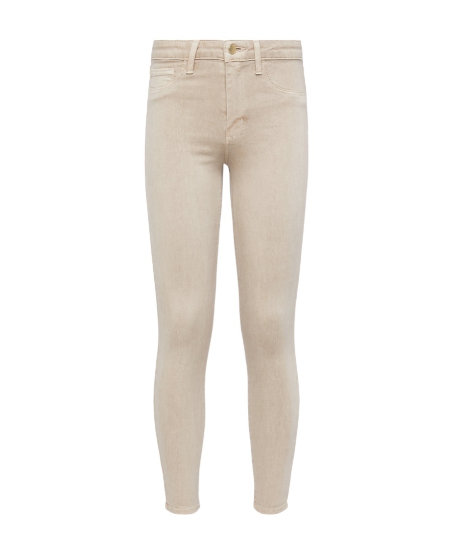 L'agence Margot Cropped Coated High-rise Skinny Jeans In Biscuit