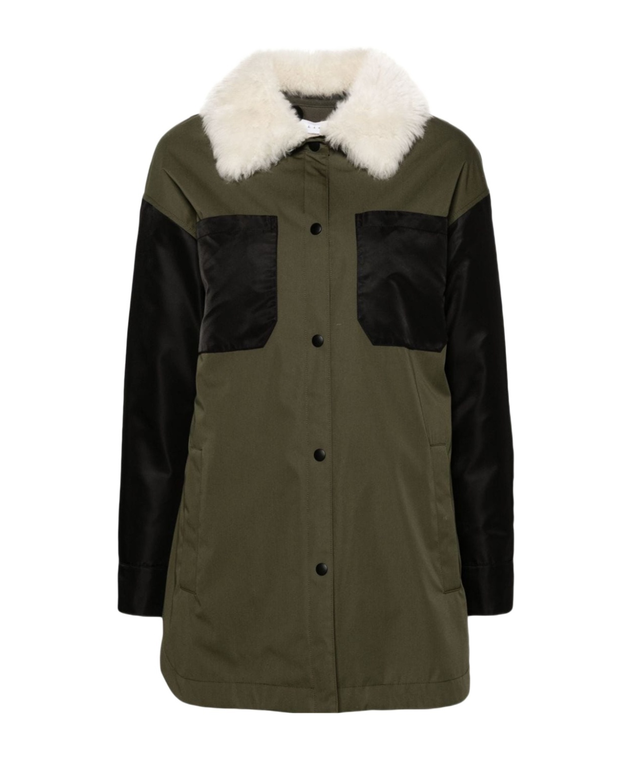 Liska Color-coded Layered Coat In Green