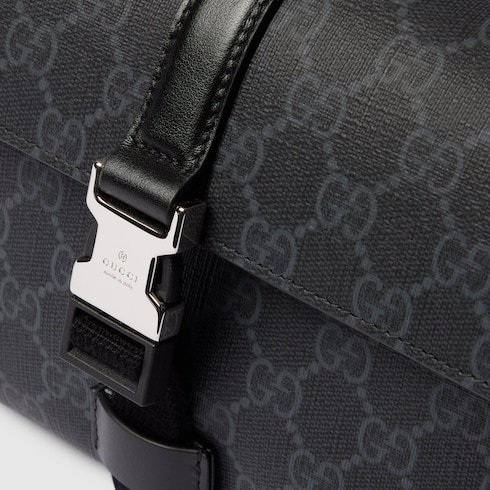 Gucci Black Crossbody Bag With Metallic Buckle In Black