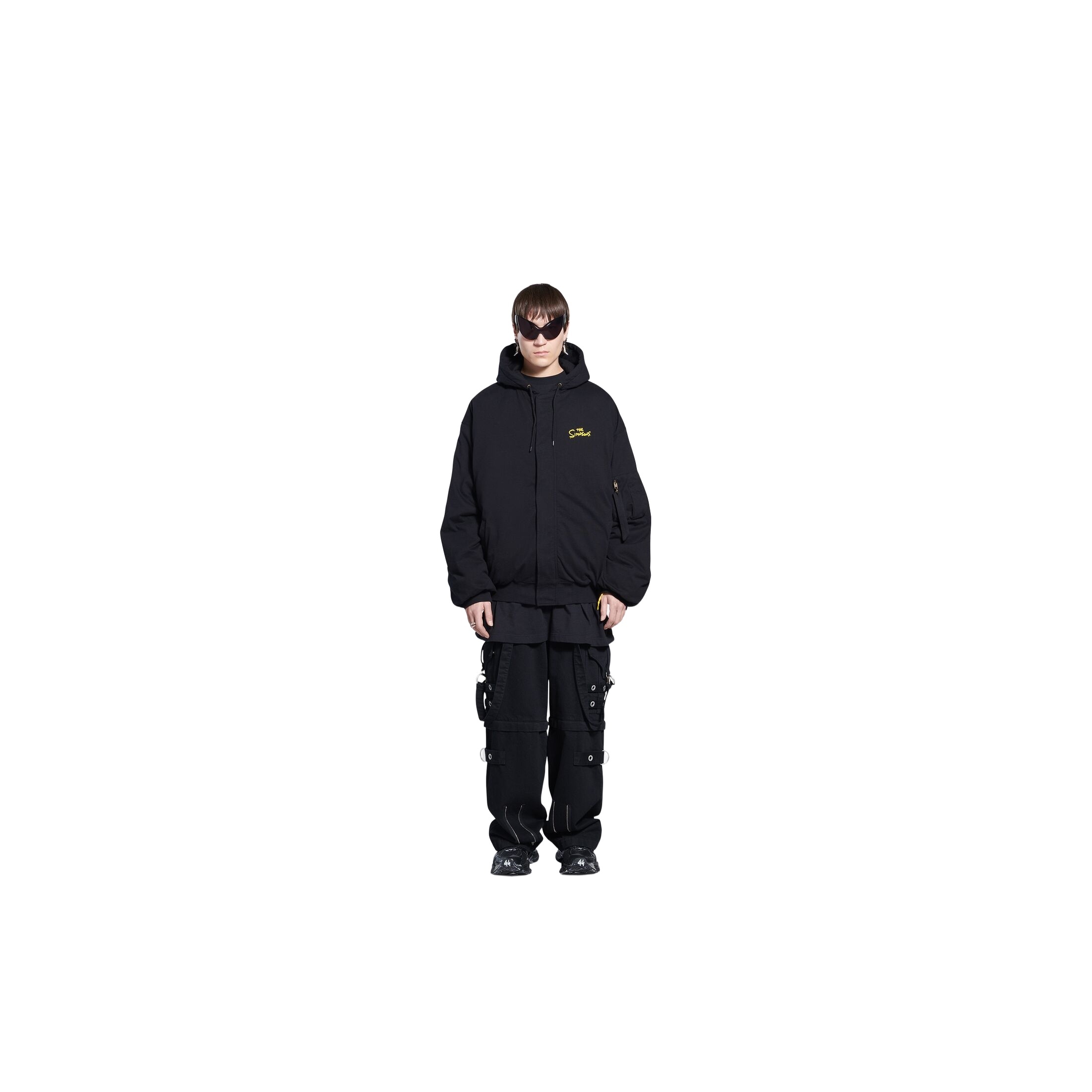 Balenciaga The Simpsons-print Oversized Hooded Jacket In Black