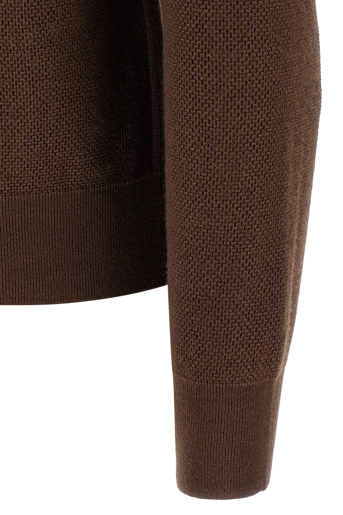 Zegna Cashmere Polo Sweater Textured Knit In Brown